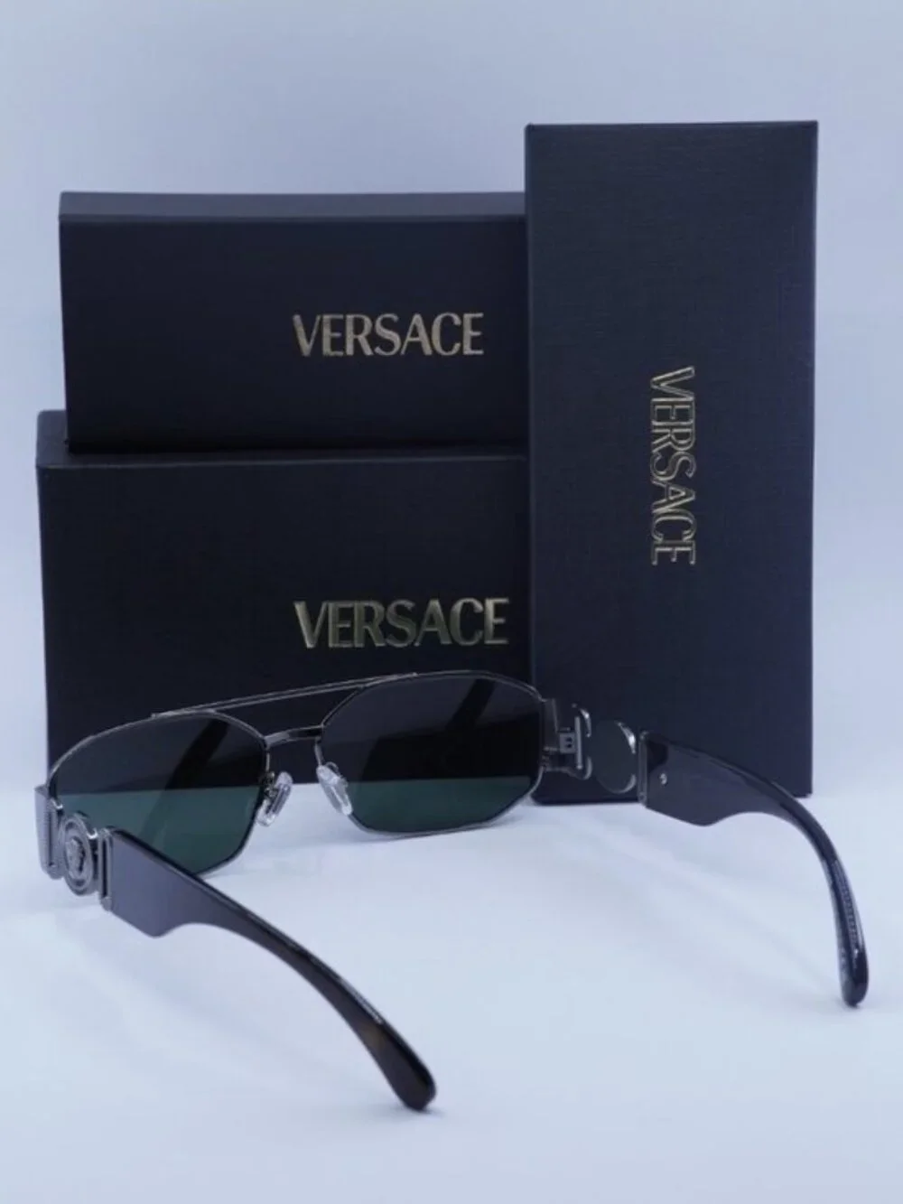 Versace VE2287 100171 Rectangle Sunglasses – Gunmetal / Grey